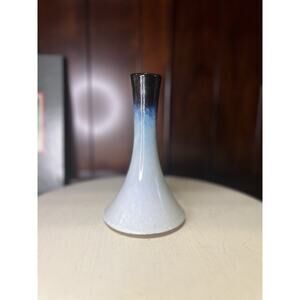 Peter Pots Blue Ombré Bud Vase Signed by Pottery Artist Vintage